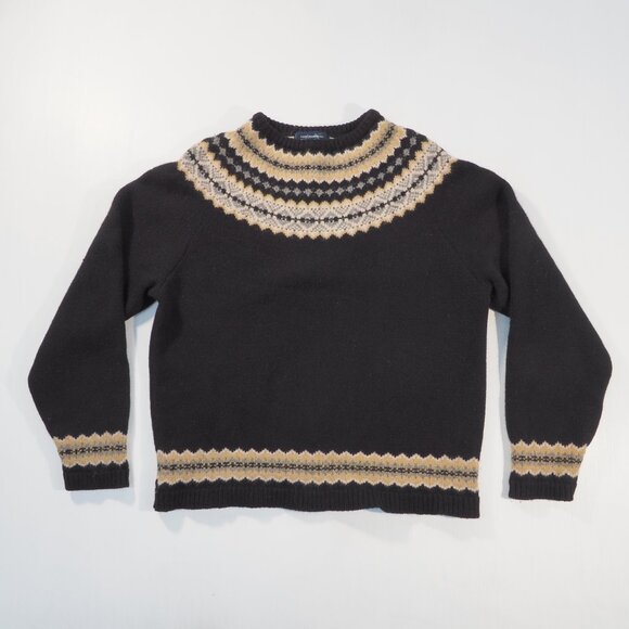 Eddie Bauer Sweater Men Large Black Lambswool Outdoor Fisherman Mountain - Picture 1 of 8